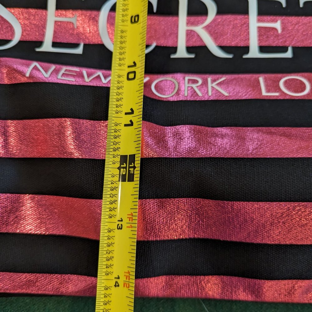 NWT Victoria's Secret Large Black w/ Hot Pink & Rose Gold Stripes Tote/Beach Bag - Picture 4 of 8